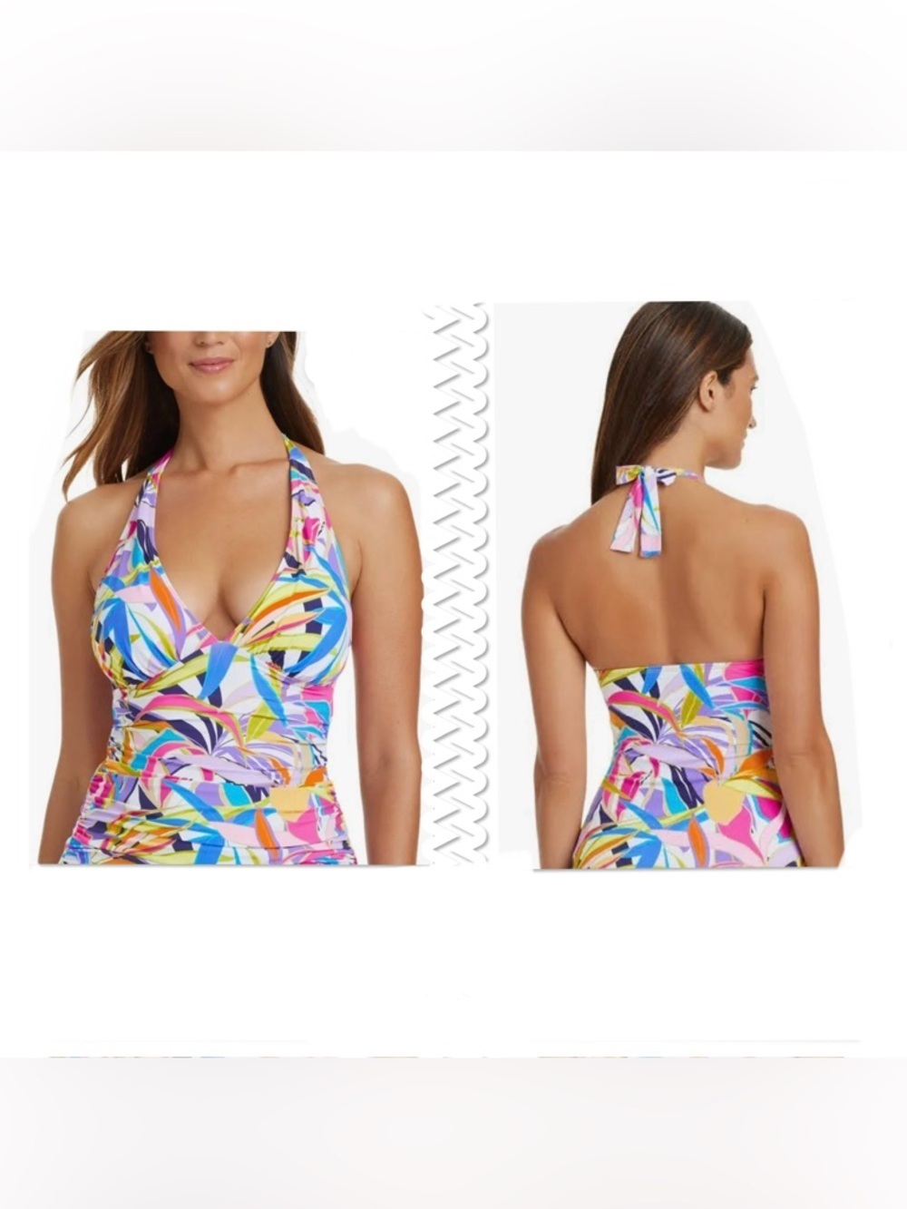 Bleu Rod Beattie Multicolor Halter Tankini Top - Pink, Blue, Yellow Size 6